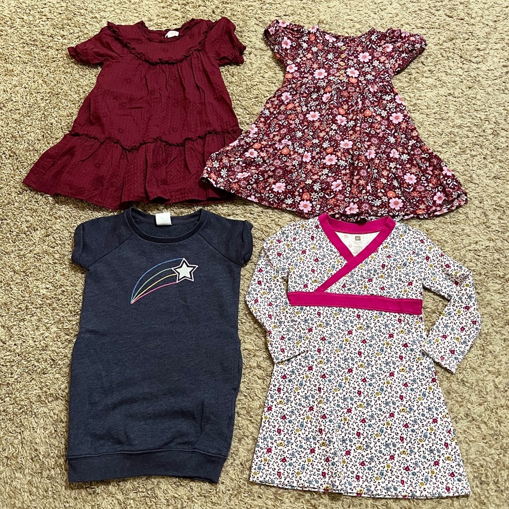 Bundle of 4 Little Girl Dresses Prairie Cottage Core Casual Party Church Size 4T